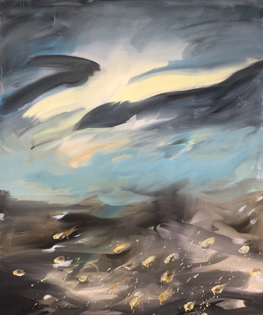 Herbstgewitter, 2024, Acryl auf Leinwand, 130x110 cm